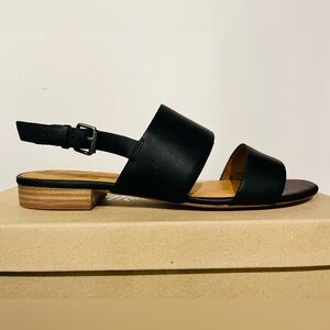New! Unworn! Black Leather Slingback Sandals
